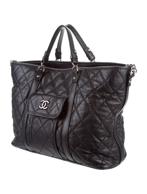 chanel black canvas bag|large zipped shopping bag chanel.